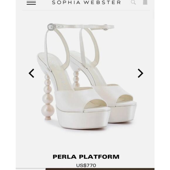 Sophia Webster Women's Cream Perla Pearl Crystal Platform Sandals 38 NIB 770 - Picture 3 of 11